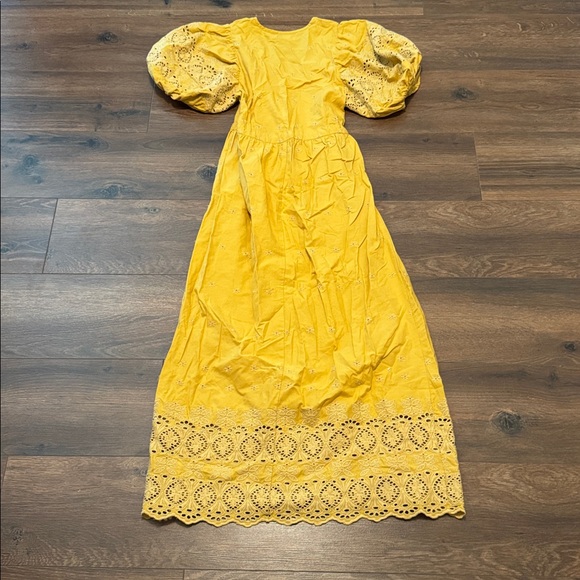 Christy Dawn Dahlia Chamomile Yellow Puff Sleeve Midi Dress - Picture 3 of 4
